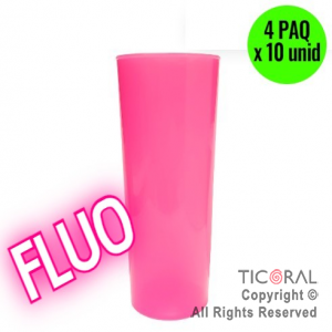 VASO TRAGO LARGO PP CASINO FUCSIA FLUO 280CC (4 pack x 10 unid)